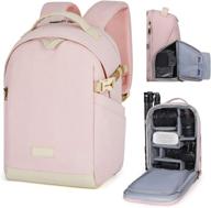 🎒 bagsmart camera backpack, canvas dslr slr camera bag with laptop compartment, water resistant & rain cover, tripod holder, for men and women - pink logo