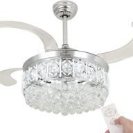 dewshrimp crystal ceiling fan with light retractable blade: the ultimate led fandelier for living room, bedroom, and dining spaces! логотип