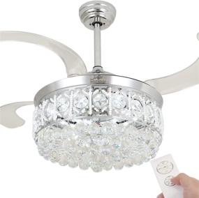 img 4 attached to DewShrimp Crystal Ceiling Fan with Light Retractable Blade: The Ultimate LED Fandelier for Living Room, Bedroom, and Dining Spaces!