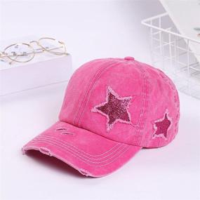 img 2 attached to 🧢 Trendy ProMindFun Women's Ponytail High Messy Bun Hats: Distressed Baseball Caps for Girls - Unconstructed, Washed Dad Hat Trucker Ponycaps