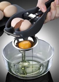 img 3 attached to 🥚 DUEBEL Stainless Steel Automatic Egg Cracker and Egg White Separator Tool - Handheld Egg Opener and Easy Eggshell Cutter - Creative Kitchen Gadget for Raw Eggs