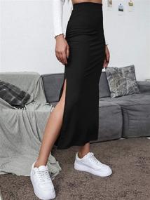 img 2 attached to 👗 Verdusa Women's High Waisted Rib Knit Long Bodycon Skirt with Split Thigh - Stylish and Comfortable!