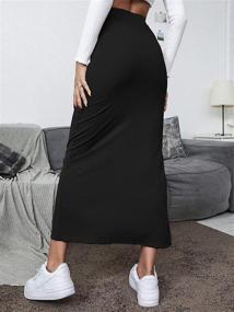 img 3 attached to 👗 Verdusa Women's High Waisted Rib Knit Long Bodycon Skirt with Split Thigh - Stylish and Comfortable!