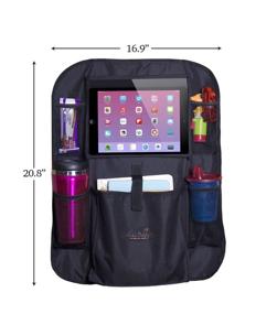 img 2 attached to 🚗 Mom's Besty Car Back Seat Organizer for Kids and Toddlers - Tablet Holder for Android & iOS Tablets - Multipurpose Auto Seat Back Protector, Kick Mat, and Car Organizer