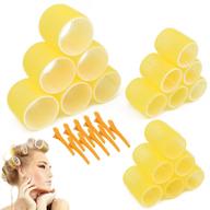 jumbo size hair roller sets - self grip salon curlers, 3 inch hair curlers - pack of 18 (6 jumbo + 6 large + 6 medium) logo