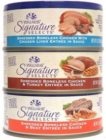 img 4 attached to 🐱 Wellness Natural Grain Free Signature Selects Shredded Wet Cat Food Variety Pack - 3 Flavors (Chicken, Beef, Turkey) - 5.3 oz Each (12 Total Cans) - Nourishing and Delicious Cat Food Selection