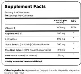 img 3 attached to 💪 Premium Nitric Oxide Boosting Supplement - Beetroot, Arginine AKG, Citrulline, Pine Bark, Garlic, Vit C, #1 Pre Workout Pills for Men, Blood Flow Enhancer Capsules