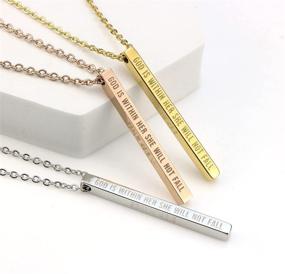 img 1 attached to 👭 Shop JoycuFF Friendship Necklace Jewelry: Inspirational Vertical Bar Pendants for Teen Girls and Women