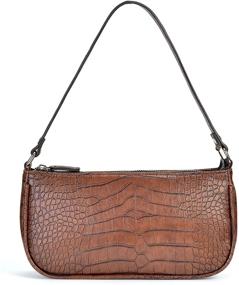 img 4 attached to Vegan Leather Croc Small Purse with Zipper 👜 Closure - Retro Classic Clutch Shoulder Bag for Women