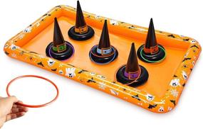 img 4 attached to 🧙 Spooky Fun Guaranteed: Kovot 12 Piece Halloween Witch Hat Ring Toss Inflatable Game Set