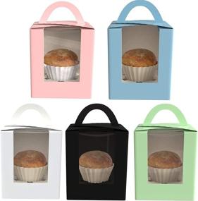 img 3 attached to 🧁 AQSXO Single Cupcake Carriers Bulk: Individual Cupcake Containers for Bakery Wrapping Packaging - 5 Colors, 50 Pcs