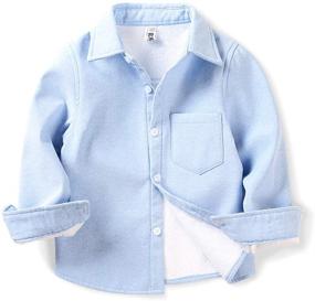 img 4 attached to OCHENTA Fleece Lined Denim Shirt Boys' Clothing
