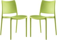 🪑 modway hipster stackable dining chairs - contemporary modern molded plastic, set of 2, green logo