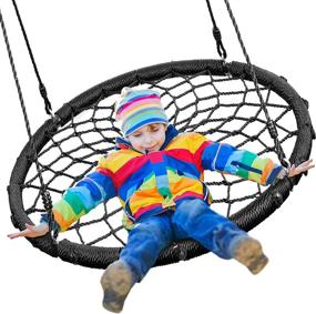 img 4 attached to SereneLife SLSWNG200 Spider Swing-Netted Webbed Seat for Maximum Comfort and Grip-Hanging Tree Circular Flying Saucer with Ropes and Straps-Safe and Durable, Holds up to 600lbs