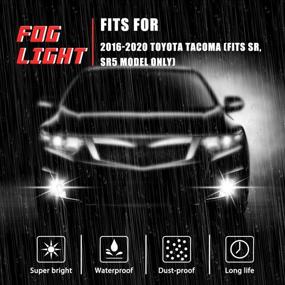 img 2 attached to 🚗 Enhance Visibility with Fog Lights Lamps for Toyota Tacoma 2016-2020 (SR, SR5 Model) - H16 12V 19W Halogen Bulbs, Black Bezel