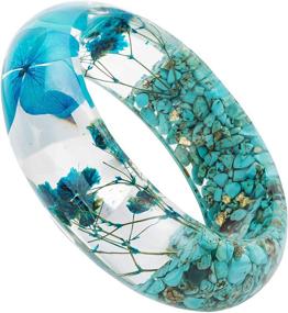 img 3 attached to 🌸 Natural Dry Pressed Flower Bracelet: Handcrafted Wood Resin, Plastic Acrylic Chunky Statement Bangle for Women & Girls - Costume Wrist Cuffs, Tropical Jewelry by IDesign