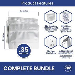 img 3 attached to 🛍️ Wallaby MRE Mylar Bag Bundle - 30x Stand-Up Zipper Pouches (7.5 Mil, 6.5" x 8.5") - Including 30x 400cc Oxygen Absorbers - Heat Sealable & Boiling Water Resistant - Silver