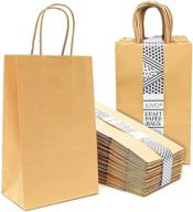 brown small paper party gift bags with handles - pack of 100 (9.05 x 5.5 in) logo