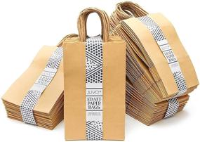 img 2 attached to Brown Small Paper Party Gift Bags with Handles - Pack of 100 (9.05 x 5.5 in)