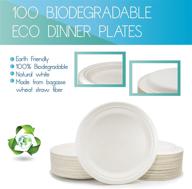 🌿 environmentally friendly 100 biodegradable compostable eco plates: tree-free sugarcane alternative to paper, 9 inch disposable plates logo