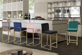 img 1 attached to Meridian Furniture Giselle Collection: Modern Velvet Upholstered Counter Stool with Gold Metal Base – Navy