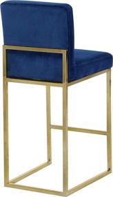 img 3 attached to Meridian Furniture Giselle Collection: Modern Velvet Upholstered Counter Stool with Gold Metal Base – Navy