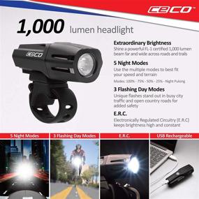 img 3 attached to 🚴 CECO-USA 1000 Lumen Headlight & 80 Lumen COB LED Tail Light: Ultra-Bright USB Rechargeable Bike Light Set for Enhanced Visibility and Safety