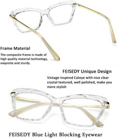 img 3 attached to 👓 FEISEDY B2500 Crystal Cat Eye Glasses Frame: Blue Light Blocking Computer Eyewear