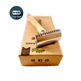 img 1 attached to 🌱 ECOFWORLD Long Olive Wood Handle Safety Razor | Reusable, Eco-Friendly, Sustainable Razor for Men or Women | Double Edge Razor with One Blade | Durable and Environmentally Friendly