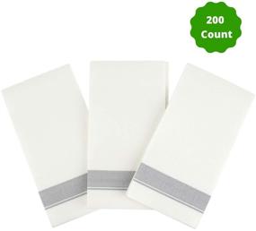 img 3 attached to 🎉 Premium 200 Pack: PARTY BARGAINS Disposable Linen-feel Paper Guest Towels – Soft & Durable Cloth-like Hand Towels for Bathroom, Dinner, Wedding & Party - 13"x16" White w/Silver Print