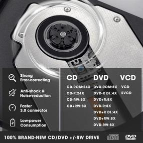 img 1 attached to 📀 ROOFULL Внешний привод CD/DVD с интерфейсом USB 3.0 Type-C: Портативный проигрыватель DVD и CD-ROM со встроенным приводом +/-RW в чехле для ноутбуков Mac и Windows - белый.