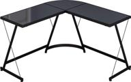 🖥️ black l-shaped corner gaming computer desk table logo