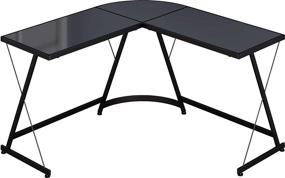 img 1 attached to 🖥️ Black L-Shaped Corner Gaming Computer Desk Table