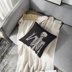 img 1 attached to 🪦 Emvency Decorative Pillow Covers - Human Skeleton Posing Isolated Over Black Bulk - 16x16 Square Pillow Case with Zipper - Home Bed Couch Sofa Car - One Sided Design
