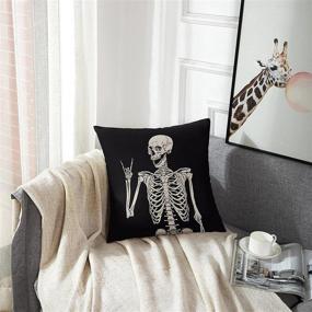 img 3 attached to 🪦 Emvency Decorative Pillow Covers - Human Skeleton Posing Isolated Over Black Bulk - 16x16 Square Pillow Case with Zipper - Home Bed Couch Sofa Car - One Sided Design