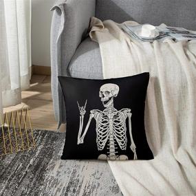 img 2 attached to 🪦 Emvency Decorative Pillow Covers - Human Skeleton Posing Isolated Over Black Bulk - 16x16 Square Pillow Case with Zipper - Home Bed Couch Sofa Car - One Sided Design