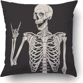 img 4 attached to 🪦 Emvency Decorative Pillow Covers - Human Skeleton Posing Isolated Over Black Bulk - 16x16 Square Pillow Case with Zipper - Home Bed Couch Sofa Car - One Sided Design
