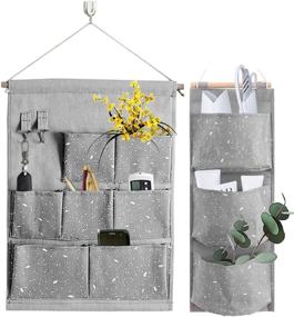 img 4 attached to 📦 2-Pack Gray Over The Door Hanging Storage Pockets Organizer, Linen Cotton Fabric Wall Door Closet 10-Pockets Home Organizer for Bedroom & Bathroom - AARAINBOW