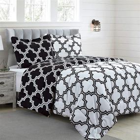 img 2 attached to 🛏️ Black Luxurious Microfiber Printed Comforter Set - Queen Size - Soft, Comfortable, and Machine Washable