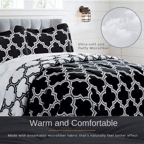 img 3 attached to 🛏️ Black Luxurious Microfiber Printed Comforter Set - Queen Size - Soft, Comfortable, and Machine Washable