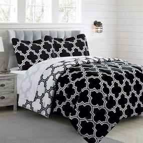 img 4 attached to 🛏️ Black Luxurious Microfiber Printed Comforter Set - Queen Size - Soft, Comfortable, and Machine Washable