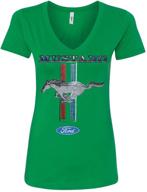 mustang classic womens v neck t shirt automotive enthusiast merchandise for apparel logo