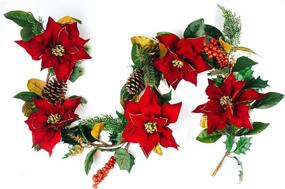 img 4 attached to CraftMore Poinsettia Pine Garland 6