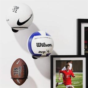 img 3 attached to 🔵 Wall Mounted Metal Ball Holder Rack for Soccer, Basketball, Volleyball, Rugby, Football - Display and Storage (2 Pieces, Black)