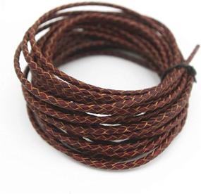 img 2 attached to 📿 Glory Qin 5 Yard Round Folded Bolo Braided Genuine Leather Cord: Ideal for Bracelet & Jewelry Making (Vintage Brown, 3mm)