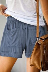 img 2 attached to 🩳 Womens Solid Color Elastic Waist Drawstring Shorts with Pockets - Lightweight Summer Beach Lounge Pants