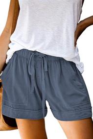 img 4 attached to 🩳 Womens Solid Color Elastic Waist Drawstring Shorts with Pockets - Lightweight Summer Beach Lounge Pants