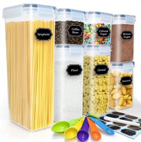 img 4 attached to 🍽️ Buways 7-Piece Airtight Food Storage Container Set with Labels, Marker, and Spoon - BPA-Free - Kitchen and Pantry Organization Containers