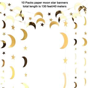 img 3 attached to Gold Glitter Star Moon Paper Garland Banner – Graduation Class of 2020 Congrats Grad, Wedding, Birthday Decoration – Festival Party Hanging Décor (130 Feet)