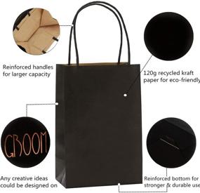 img 2 attached to 🛍️ Ronvir 8x4.75x10.5 Inches 50pcs Black Kraft Paper Bags with Handle - Small Shopping Bag, Merchandise Bag, Party Bag